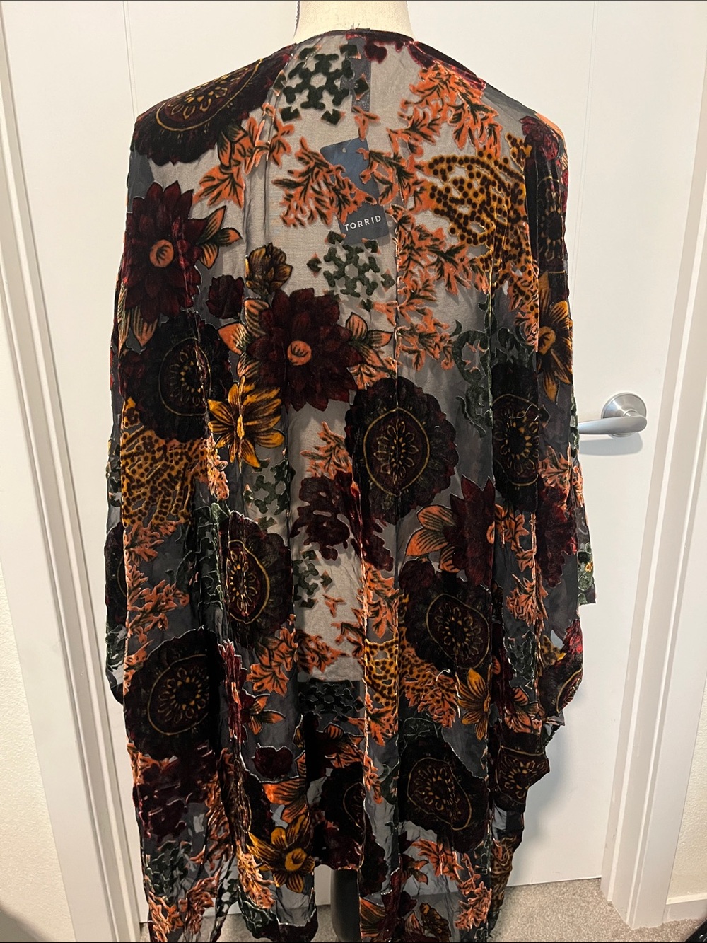Torrid Multicolor Burnout Design Open Style Ruana Bohemian Modern Resort NWT - Picture 5 of 9